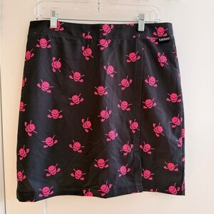 Tattoo Black Skort with Hot Pink Skull Print